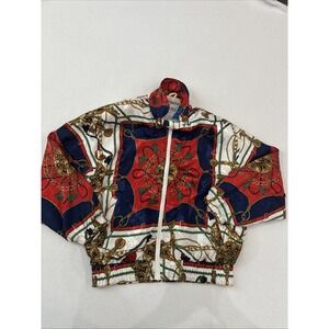 Pan Asia Vintage Jacket Medium Womens Multi Colored Design Baroque Scarf Print